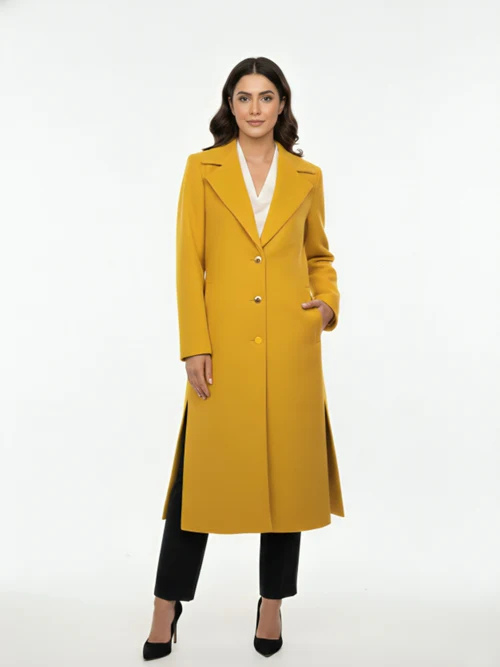 Peelu Structured Saffron Women’s Long Tailored Winter Coat