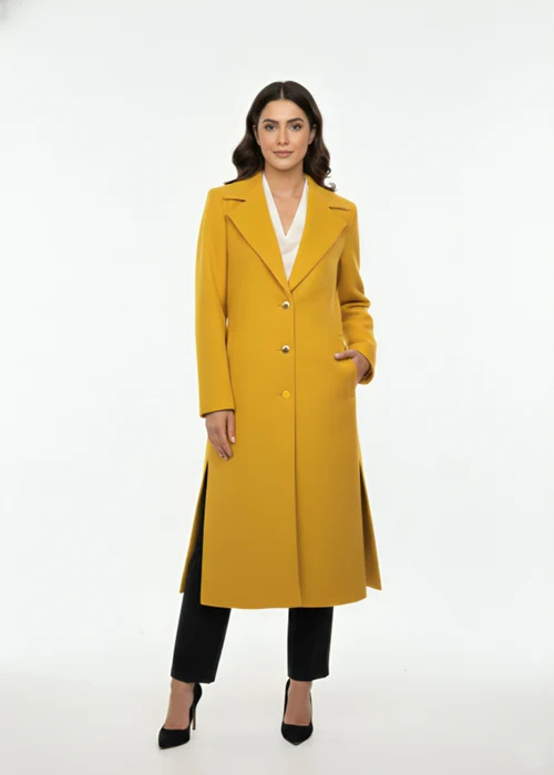 Peelu Structured Saffron Women’s Long Tailored Winter Coat