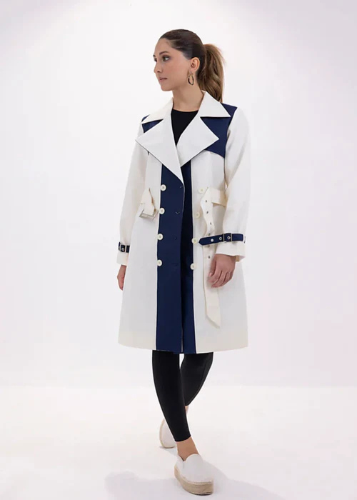 Decuir Dove & Dusk White Twill Cotton Women Trench Coat