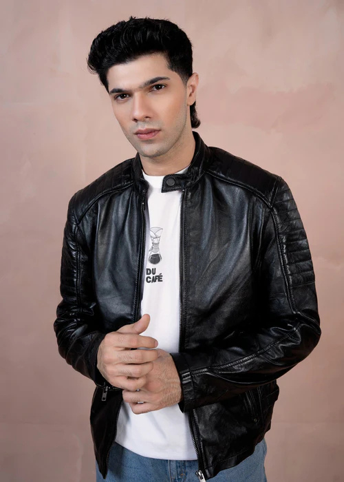 Z.H.Leather Kansas Black Genuine Leather Jacket for Men